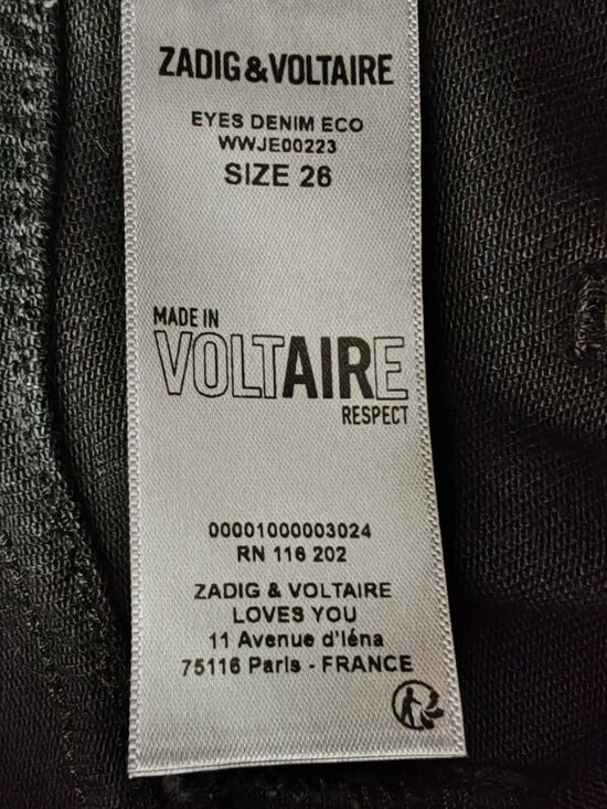 Zadig & Voltaire Eyes Denim Eco Flare Jeans Black Size 26 Cargo Pockets NWT - Picture 16 of 16